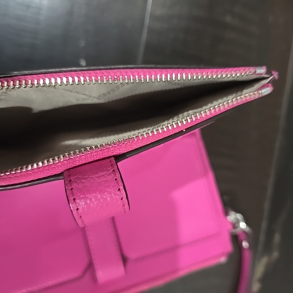 Michael Michael Kors Jet Set Double-Zip Pebbled Leather Wristlet in Cerise pink. - Picture 6 of 10